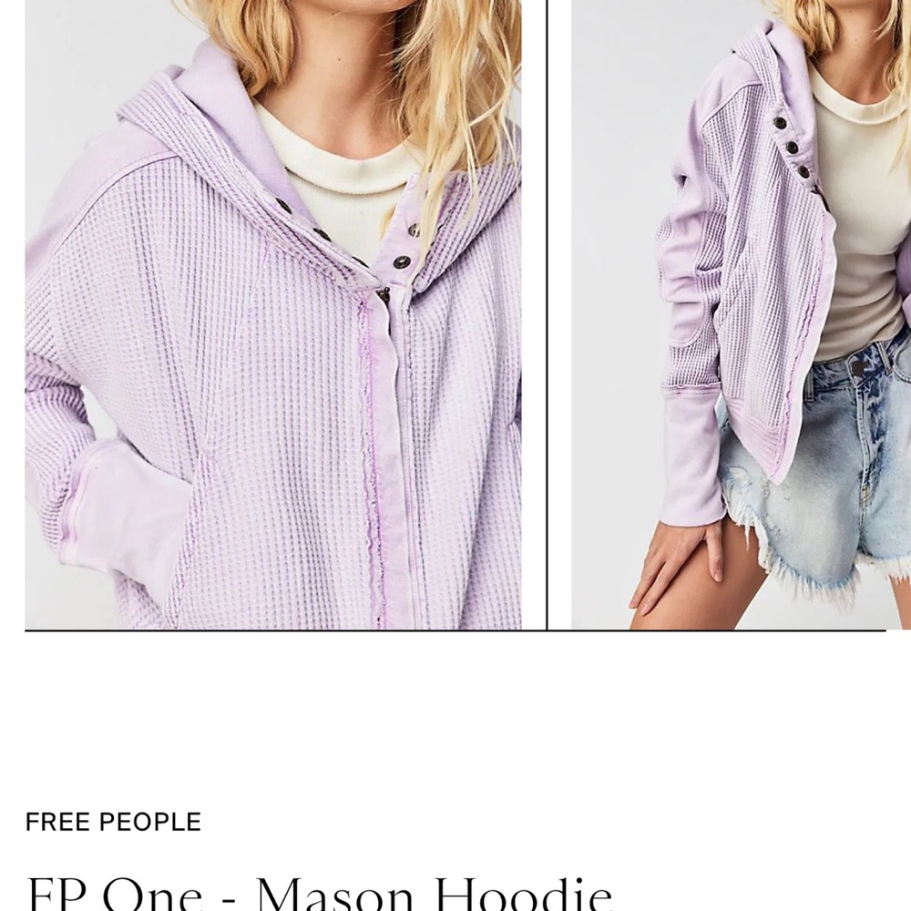 Free People Light Purple Waffle Knit Hoodie